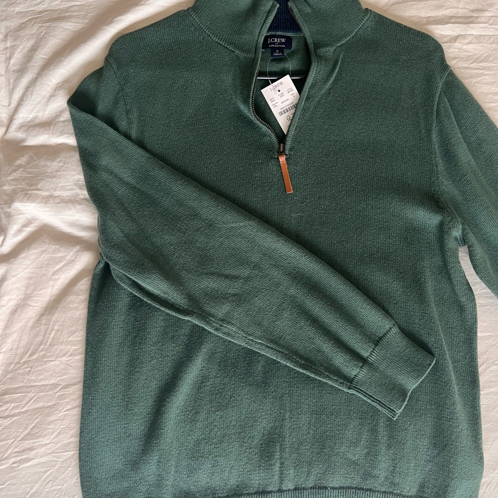 J. Crew Men's Zip Up Green Sweater